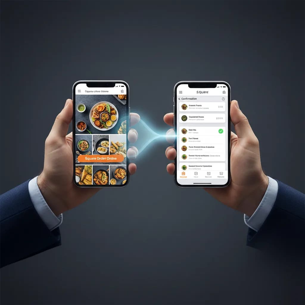 Square order flow linking between menu and confirmation screens