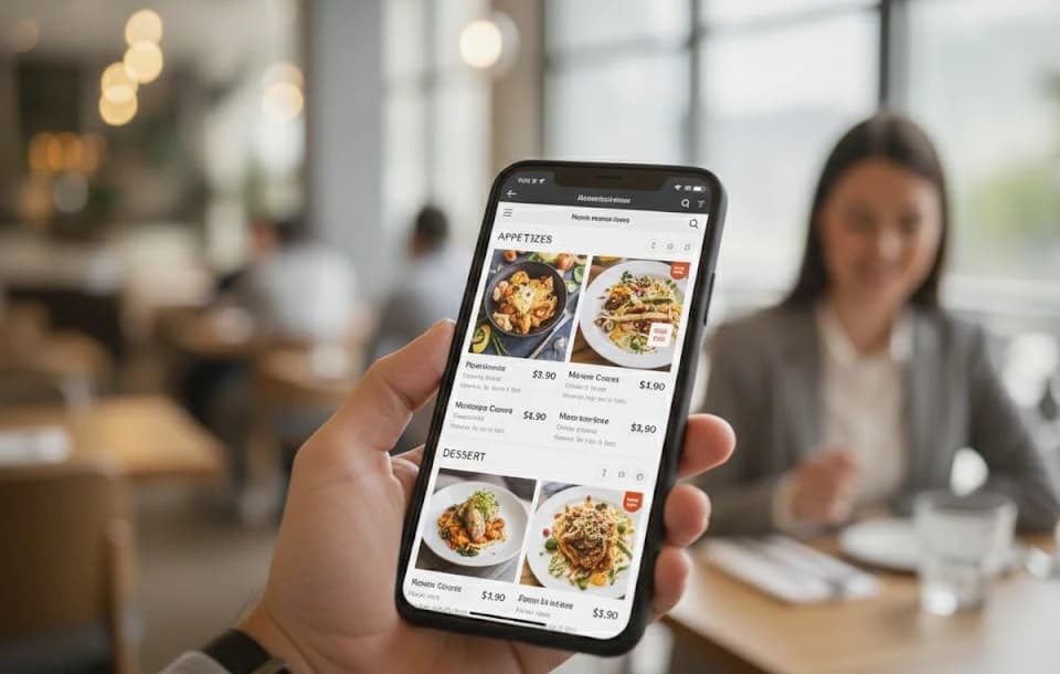 Online menu page setup